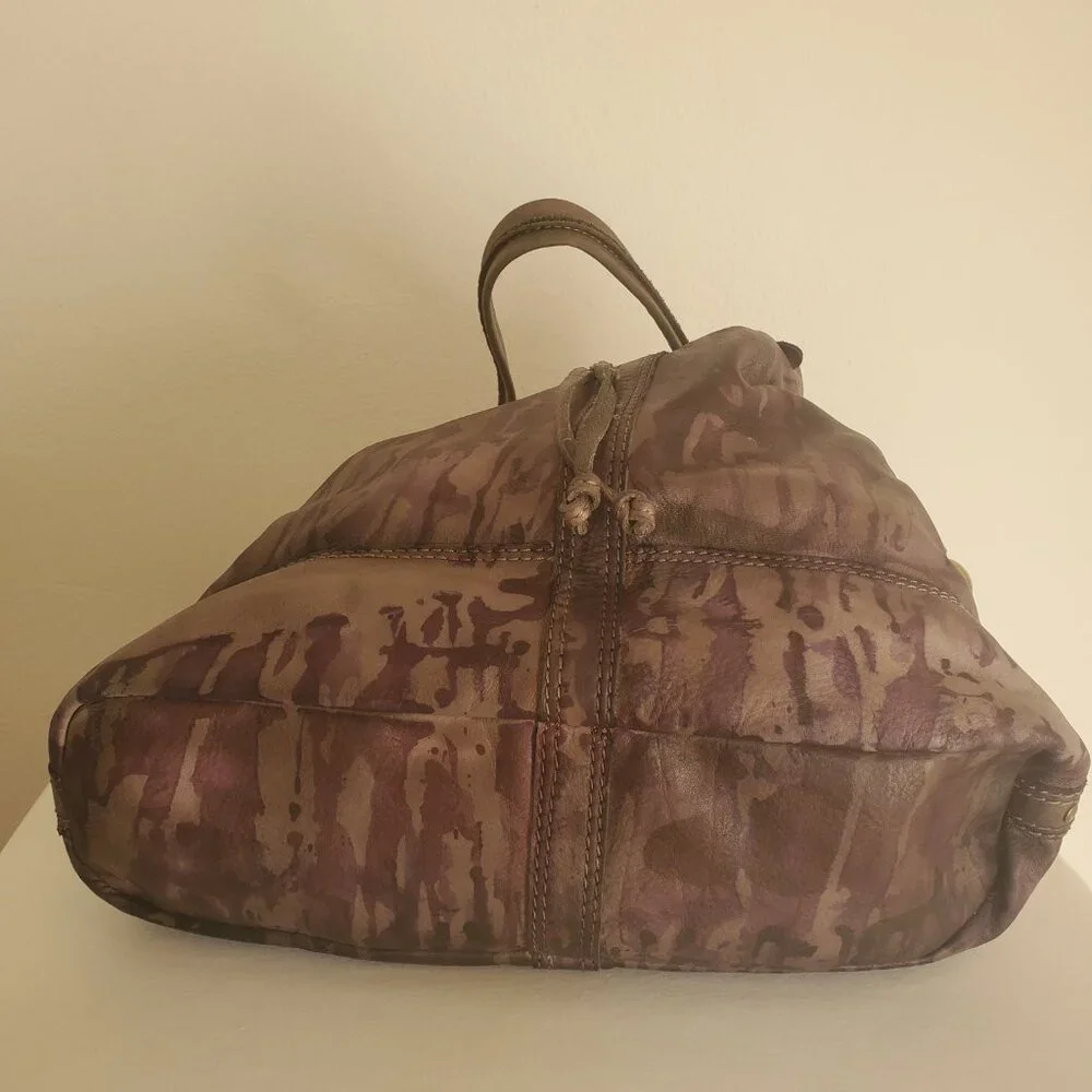 Leather cowgirl western equestrian hobo bag purse tiedye black brown purple gray